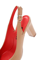 Derimod Gritti Women's Beige Heeled Leather Shoes | Derimod