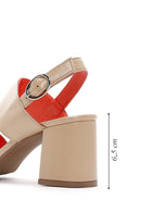 Kadın Bej Deri Kalın Topuklu Sandalet | Derimod