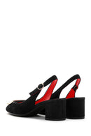 Women's Black Suede Leather Heeled Shoes | Derimod
