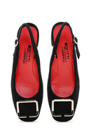 Women's Black Suede Leather Heeled Shoes | Derimod