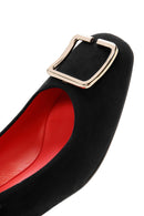 Women's Black Suede Leather Heeled Shoes | Derimod