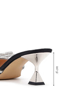 Kadın Siyah Deri Taşlı Topuklu Terlik | Derimod