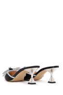 Kadın Siyah Deri Taşlı Topuklu Terlik | Derimod