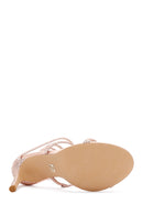 Kadın Pembe Altın Deri Taşlı İnce Topuklu Sandalet | Derimod