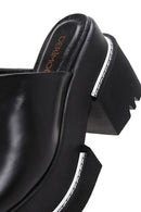 Kadın Siyah Deri Kalın Topuklu Platform Terlik | Derimod