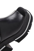 Kadın Siyah Deri Kalın Topuklu Platform Terlik | Derimod