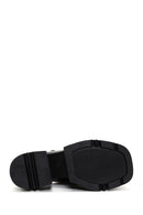 Women's Black Leather Platform Heeled Sandals | Derimod