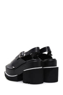 Women's Black Leather Platform Heeled Sandals | Derimod