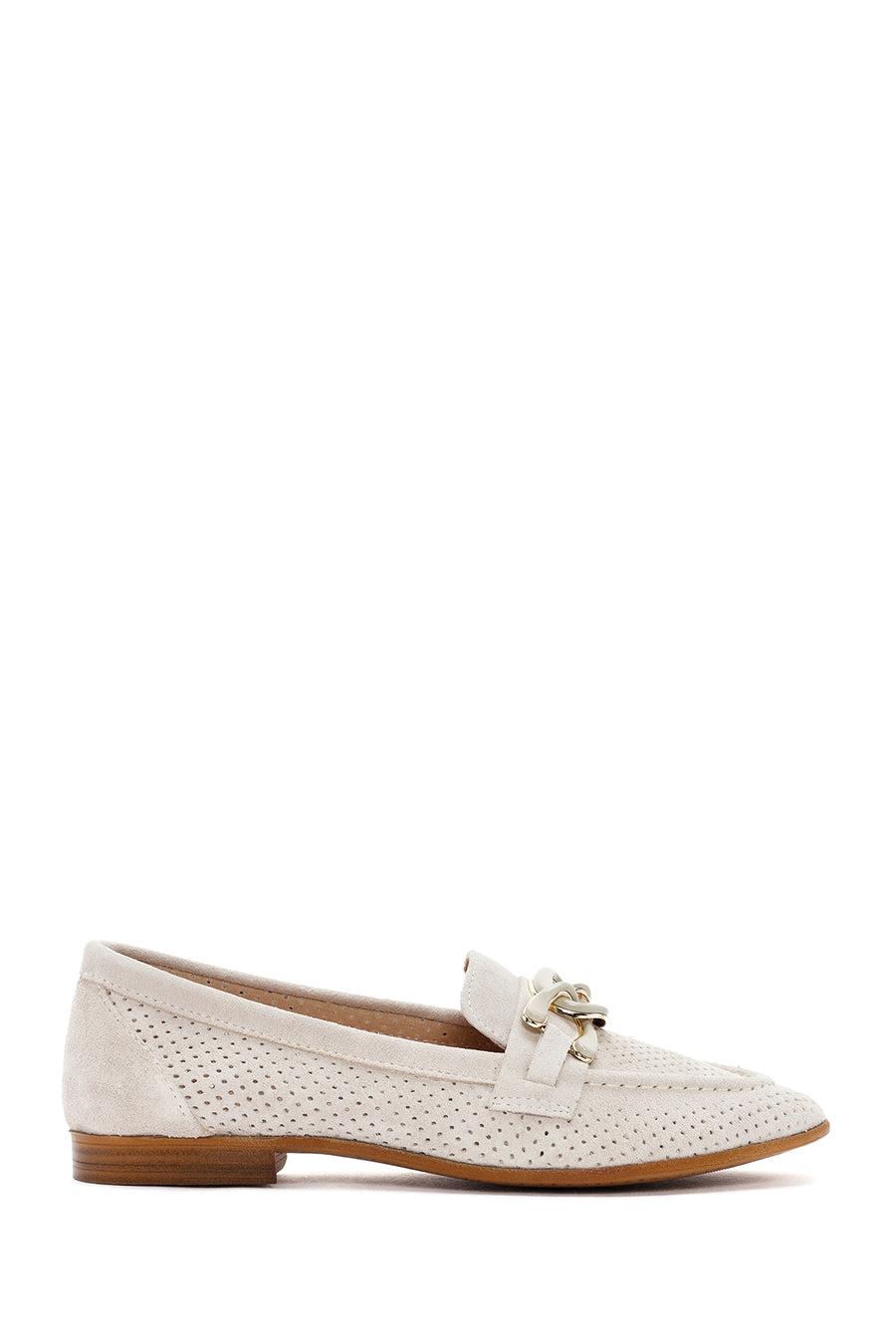 Women's Beige Suede Leather Loafer 23SFD130910 | Derimod