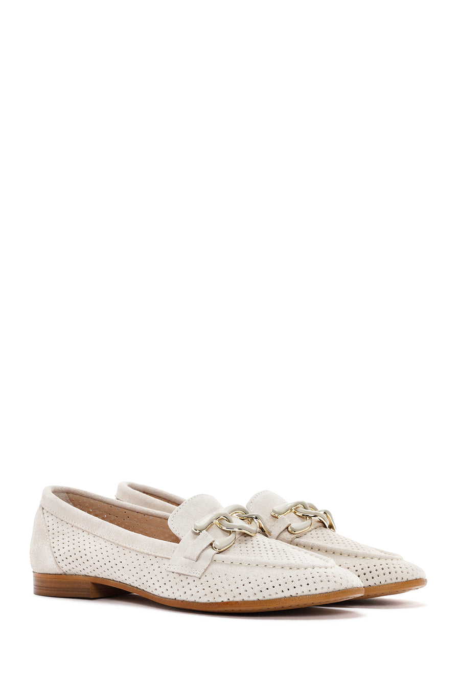 Women's Beige Suede Leather Loafer