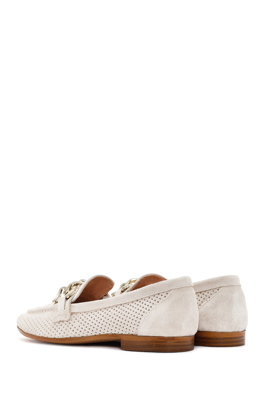 Women's Beige Suede Leather Loafer