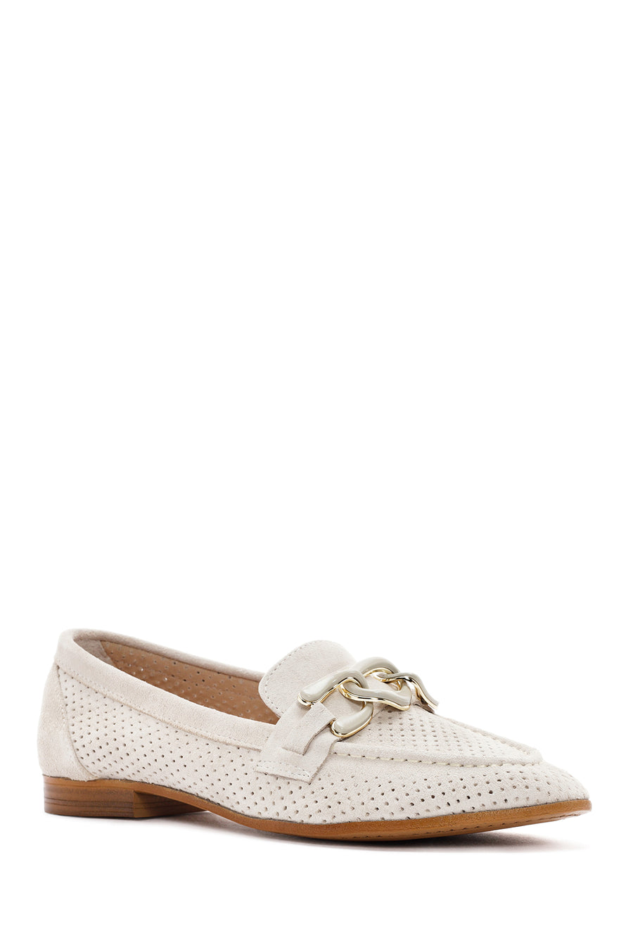 Women's Beige Suede Leather Loafer