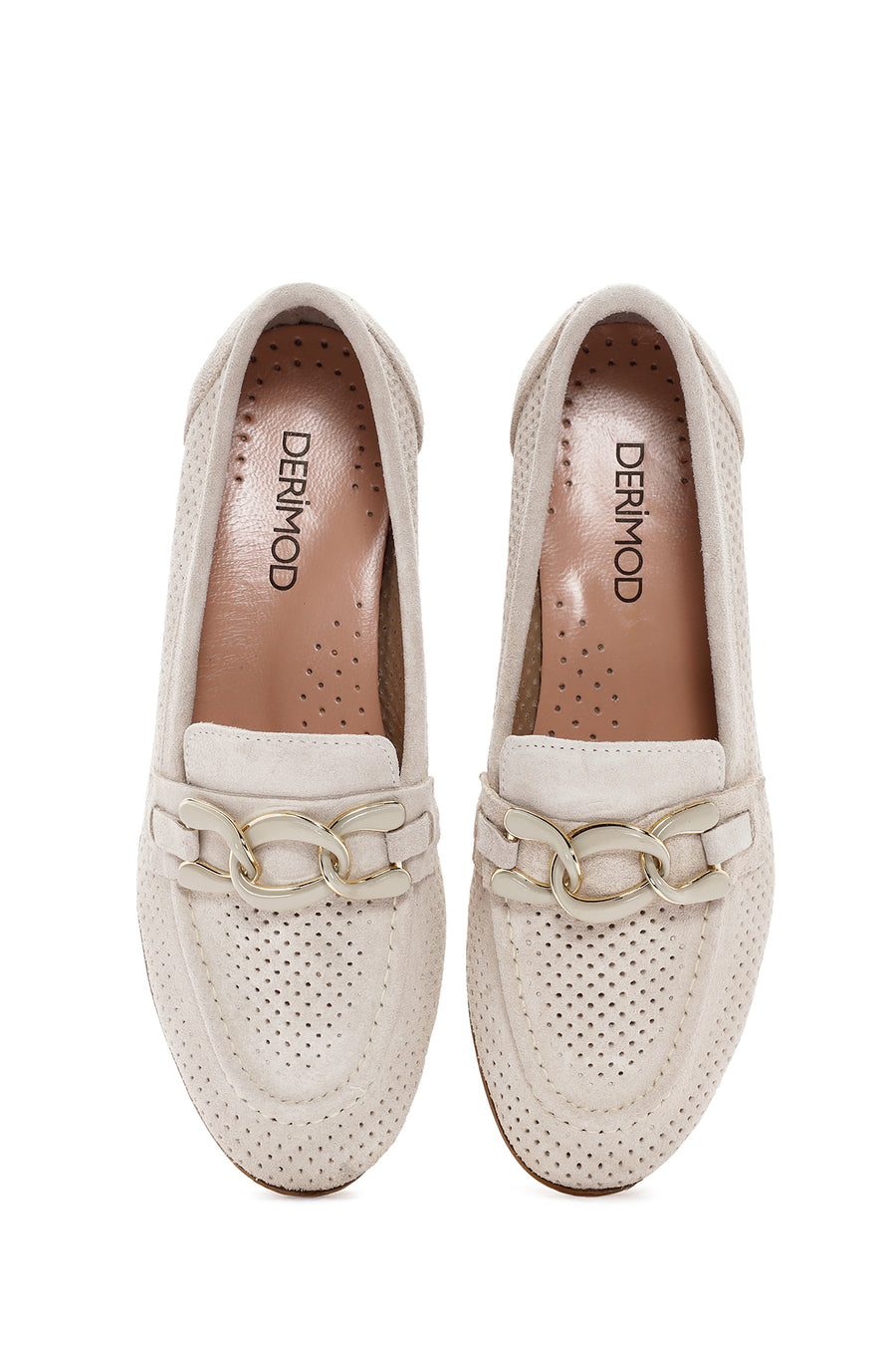 Women's Beige Suede Leather Loafer