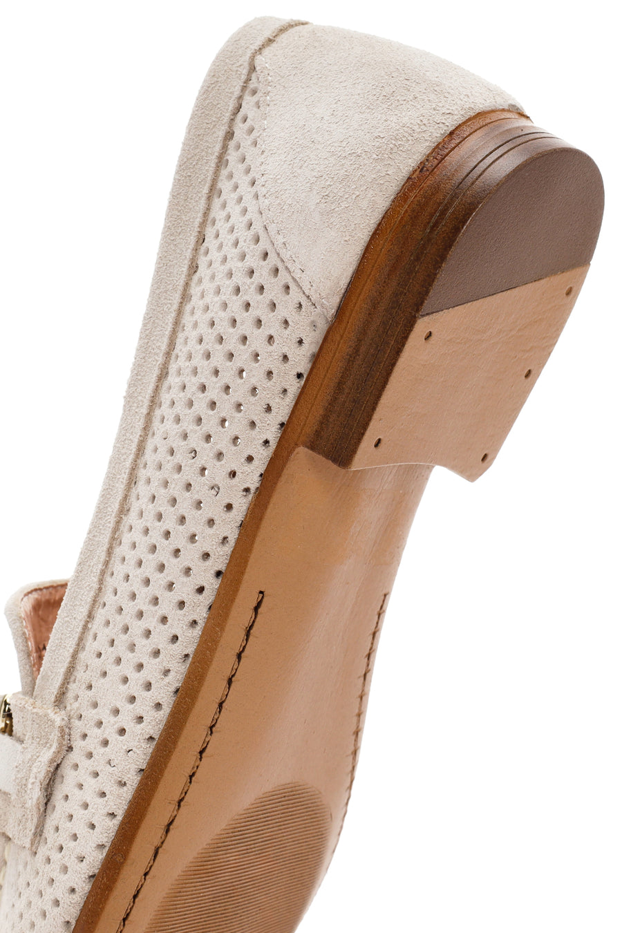 Women's Beige Suede Leather Loafer