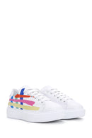 Women's White Multicolor Leather Thick Sole Sneaker | Derimod