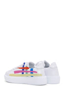 Women's White Multicolor Leather Thick Sole Sneaker | Derimod