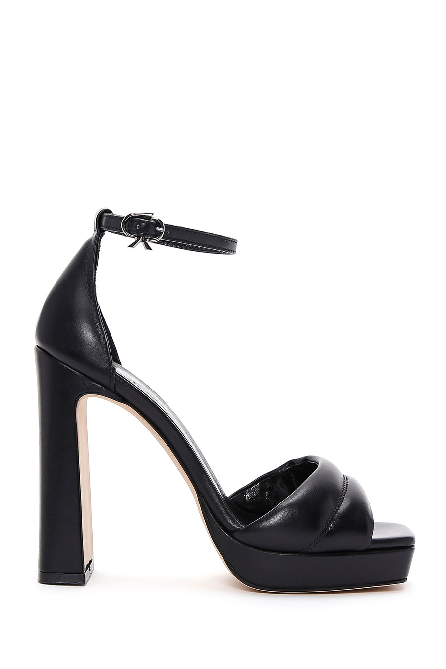Women's Black Leather Platform Heeled Sandals 23SFD133018 | Derimod