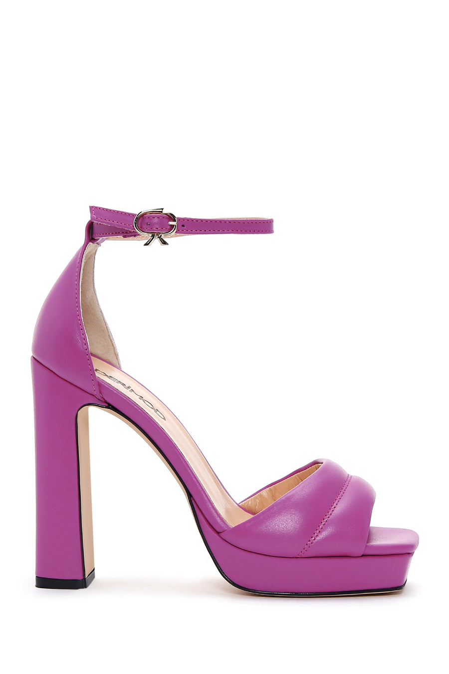 Women's Fuchsia Leather Platform Heeled Sandals 23SFD133018 | Derimod