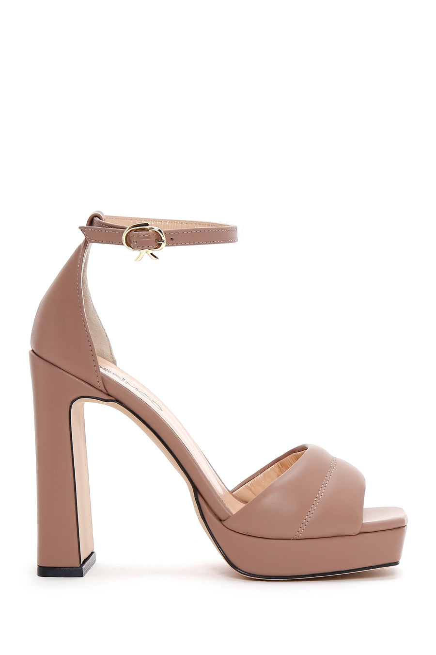 Women's Beige Leather Platform Heeled Sandals 23SFD133018 | Derimod