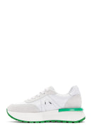 Kadın Beyaz Kalın Tabanlı Deri Süet Detaylı Sneaker | Derimod