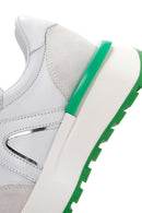 Kadın Beyaz Kalın Tabanlı Deri Süet Detaylı Sneaker | Derimod