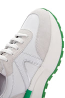 Kadın Beyaz Kalın Tabanlı Deri Süet Detaylı Sneaker | Derimod