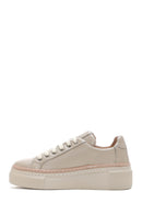 Women's Beige Leather Thick Soled Sneaker | Derimod