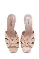 Women's Beige Patent Leather Flat Slippers | Derimod