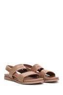 Women's Beige Leather Flat Sandals | Derimod