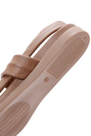 Women's Beige Leather Flat Sandals | Derimod
