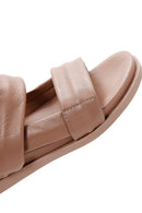 Women's Beige Leather Flat Sandals | Derimod