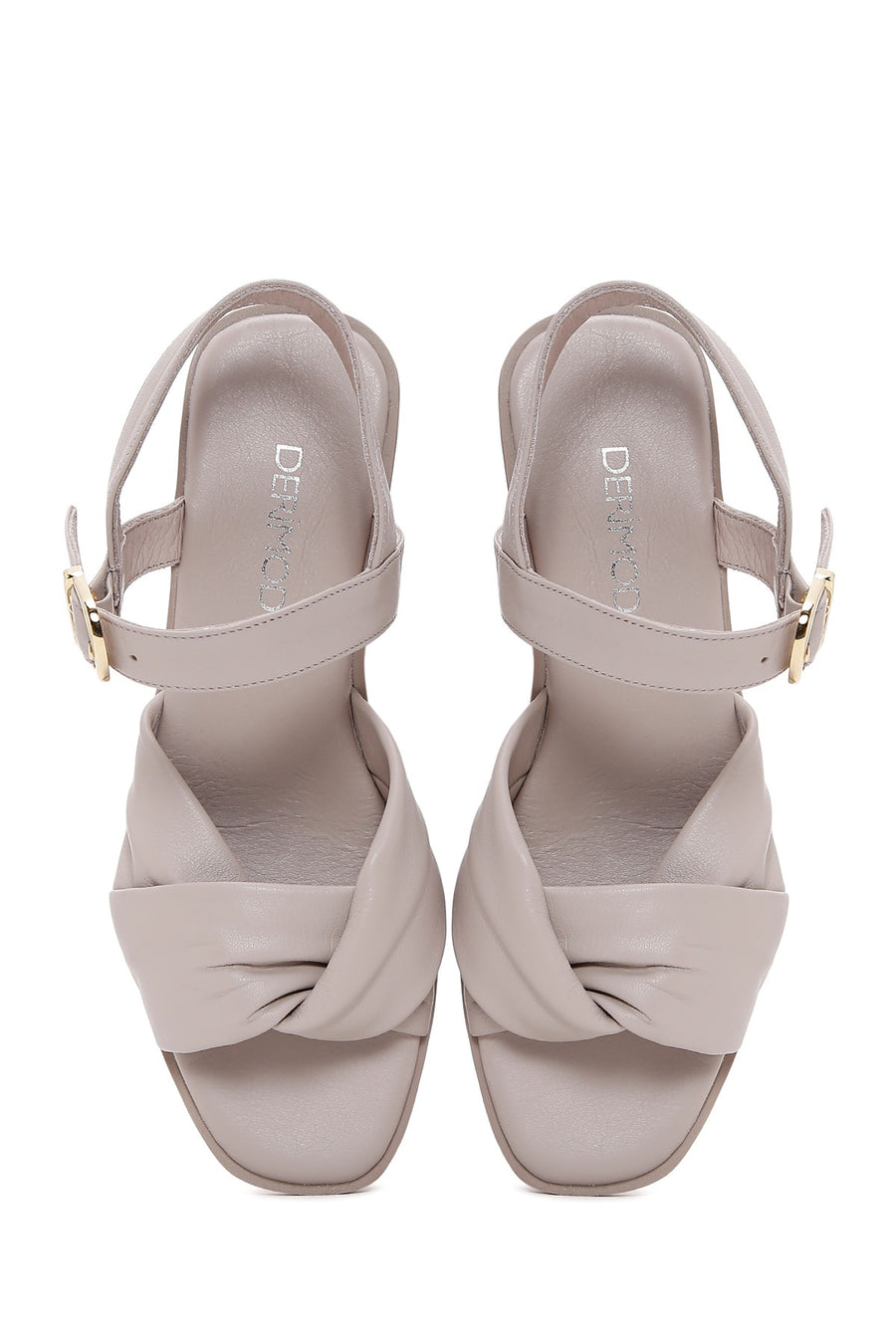 Kadın Vizon Deri Dolgu Topuk Comfort Sandalet