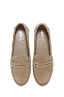 Women's Beige Suede Leather Comfort Loafer | Derimod