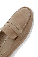 Women's Beige Suede Leather Comfort Loafer | Derimod
