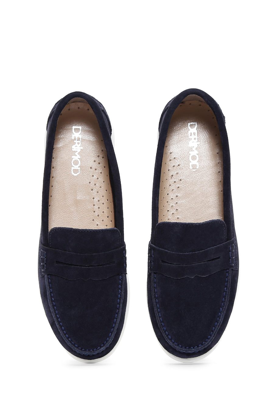 Kadın Lacivert Süet Deri Comfort Loafer
