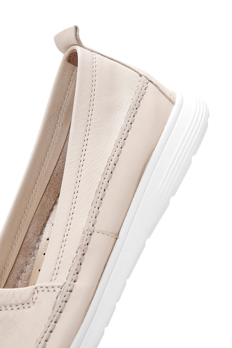 Kadın Bej Deri Comfort Loafer