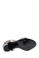 Women's Black Leather Thick Heeled Sandals | Derimod