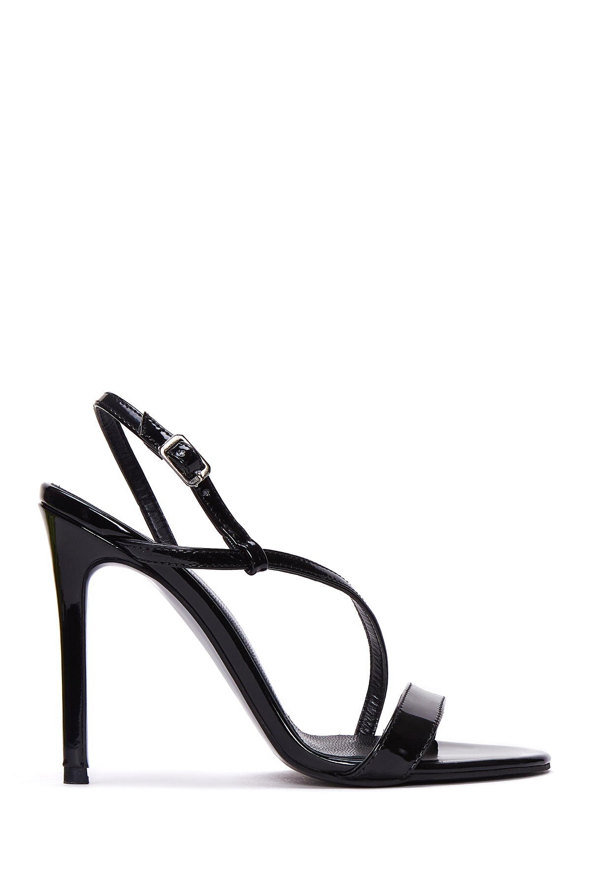 Women's Black Patent Leather High Heel Sandals 23SFD160316 | Derimod