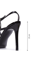 Women's Black Patent Leather High Heel Sandals | Derimod