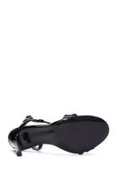 Women's Black Patent Leather High Heel Sandals | Derimod