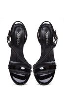 Women's Black Patent Leather High Heel Sandals | Derimod