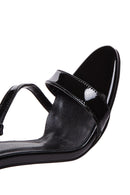 Women's Black Patent Leather High Heel Sandals | Derimod