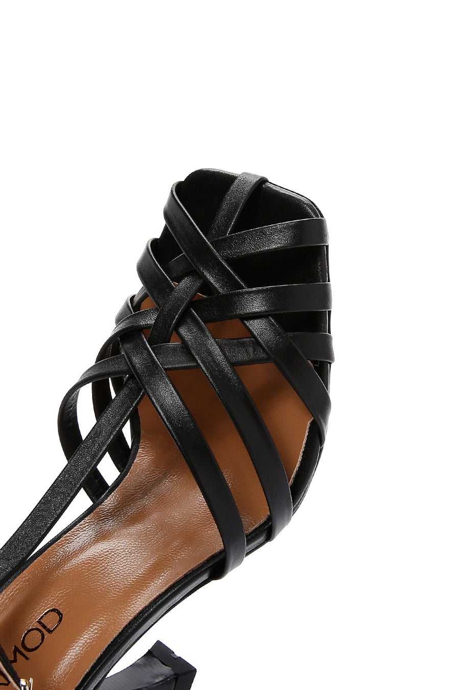 Women's Black Leather Heeled Sandals