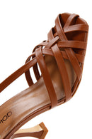 Women's Tan Leather Heeled Sandals | Derimod
