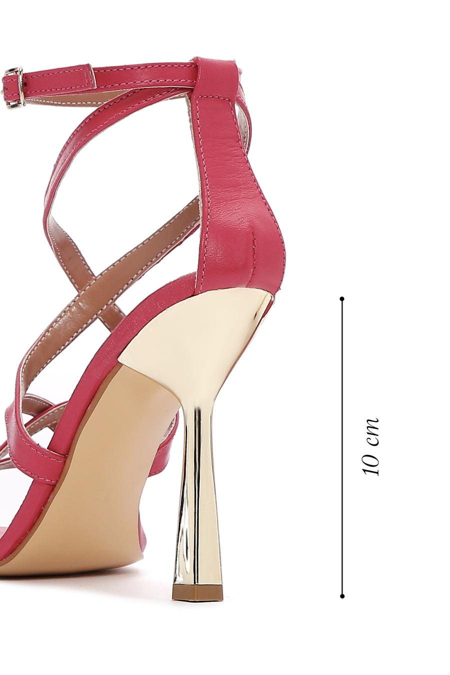 Women's Fuchsia Leather High Heel Sandals