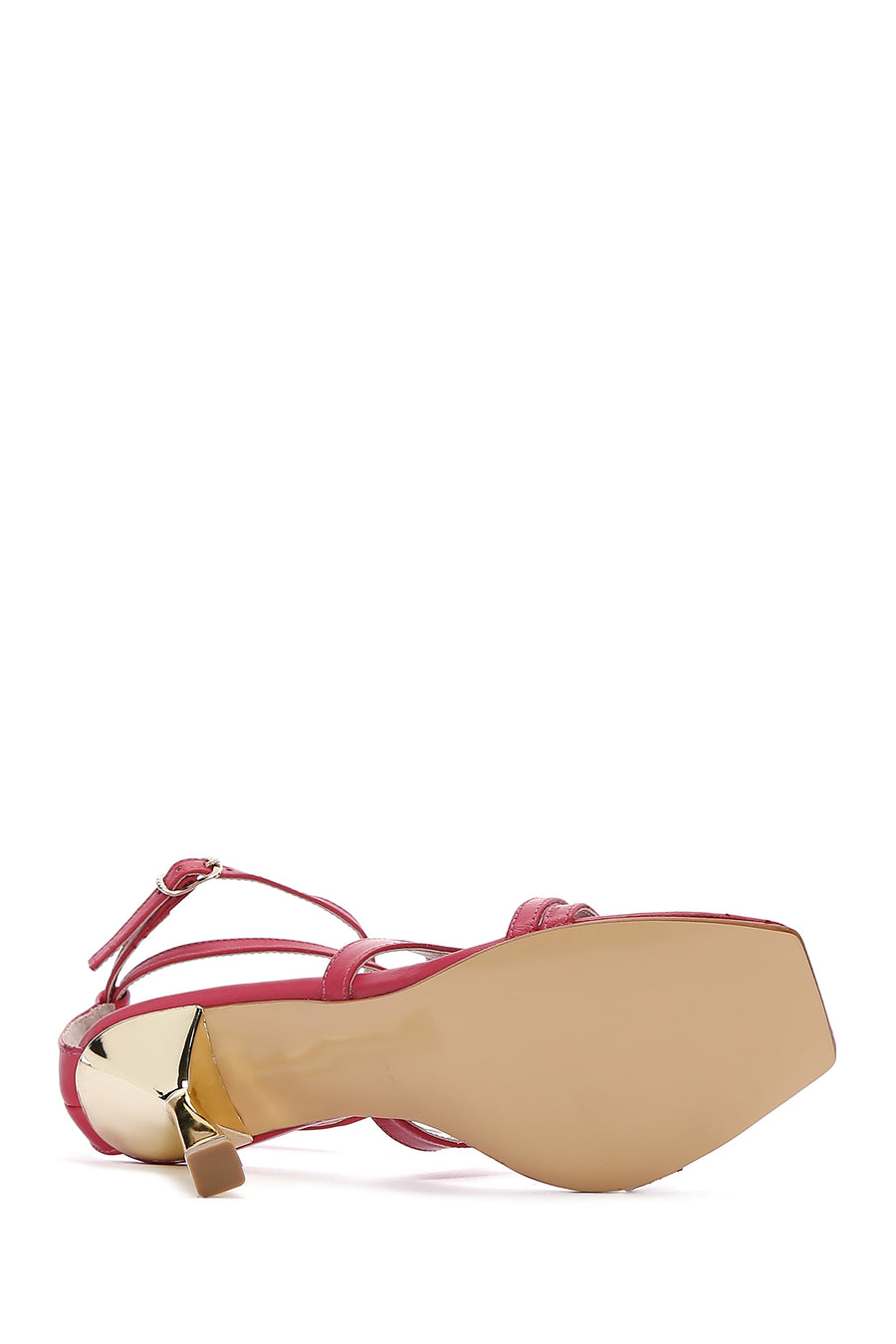 Women's Fuchsia Leather High Heel Sandals