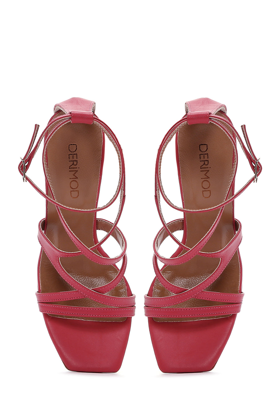 Women's Fuchsia Leather High Heel Sandals