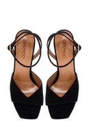 Kadın Siyah Süet Deri Topuklu Sandalet | Derimod