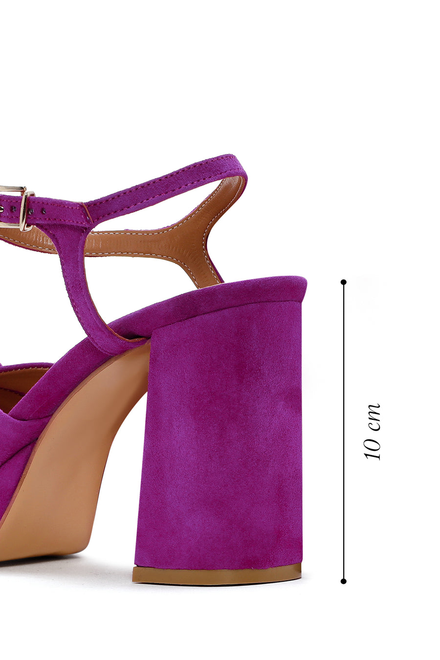 Women's Purple Suede Leather Thick Heeled Platform Sandals