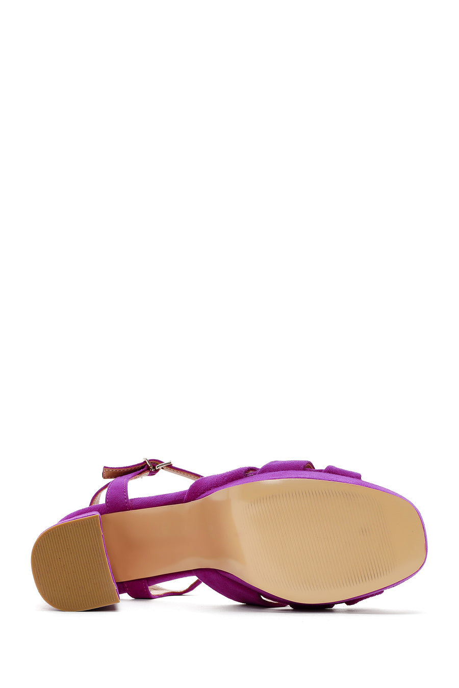 Women's Purple Suede Leather Thick Heeled Platform Sandals